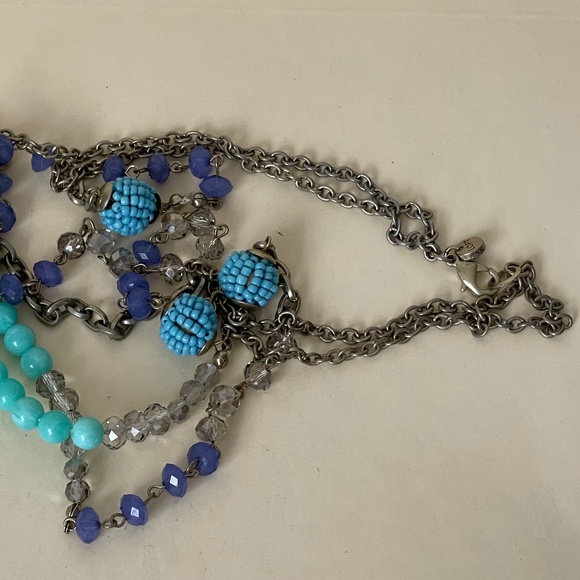 Loft gray, blue, purple beads, silver chain necklace - Picture 7 of 10